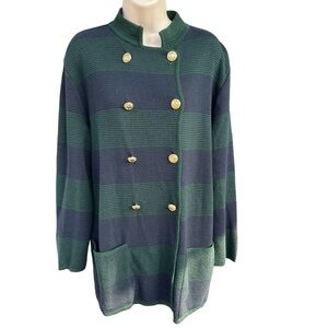 Brooks Brothers Vintage nautical striped wool sweater Swacket blazer peacoat sm